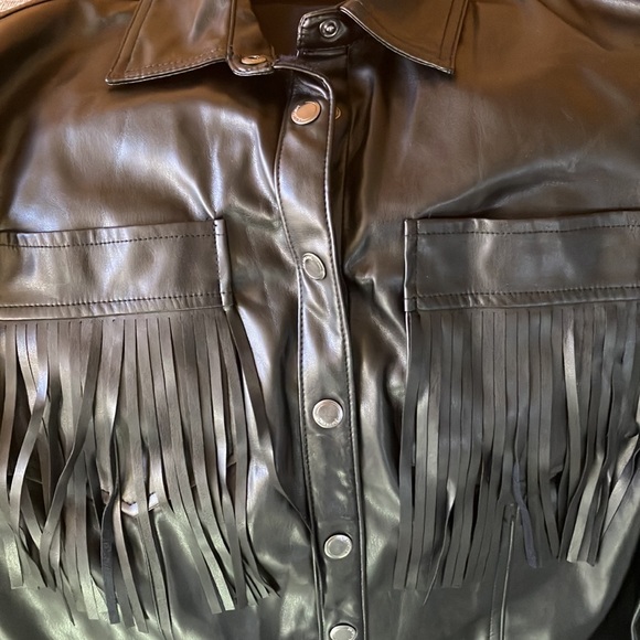 Blank NYC size small faux leather fringe black jacket EUC - Picture 7 of 7